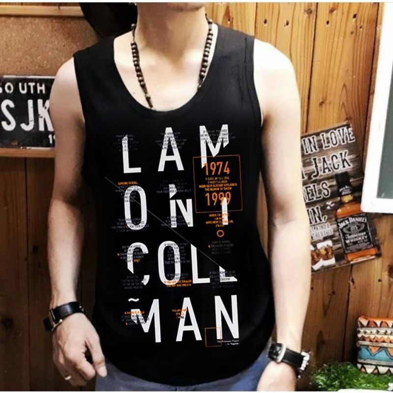 NEL -FASHION SINGLET KAOS DISTRO/T-SHRIT SINGLET LAM ON COL FIT TO L-XL