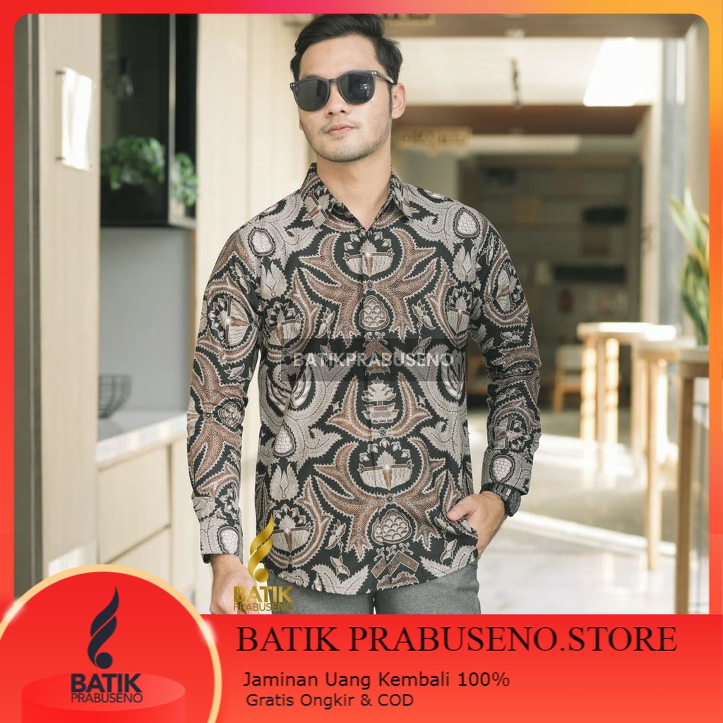 Baju Batik Pria WERKUDARA Kemeja  Lengan Panjang Slim Fit Original Ori Prabuseno Full Furing Jumbo M