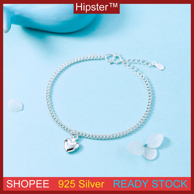 Fashion Aksesoris S925 Sterling Silver Bracelet Love Pendant Design