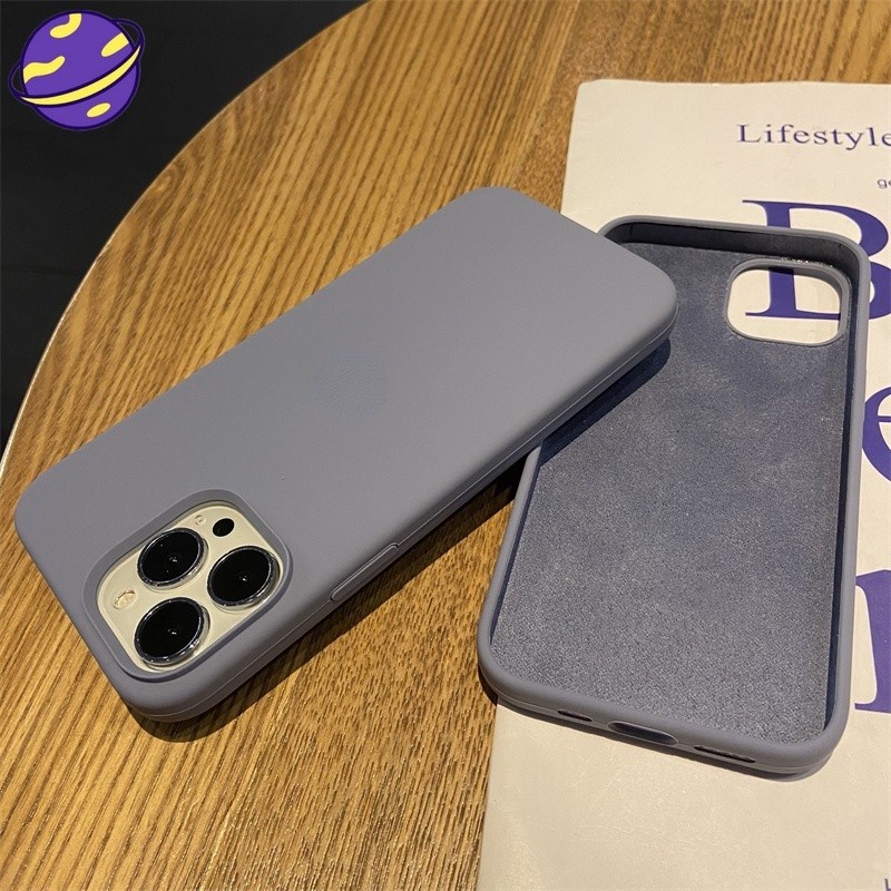 Soft Case Silikon Motif Lavender Abu-Abu Untuk IPhone 11 12 13 Pro X XR XS Max 7 8 Plus