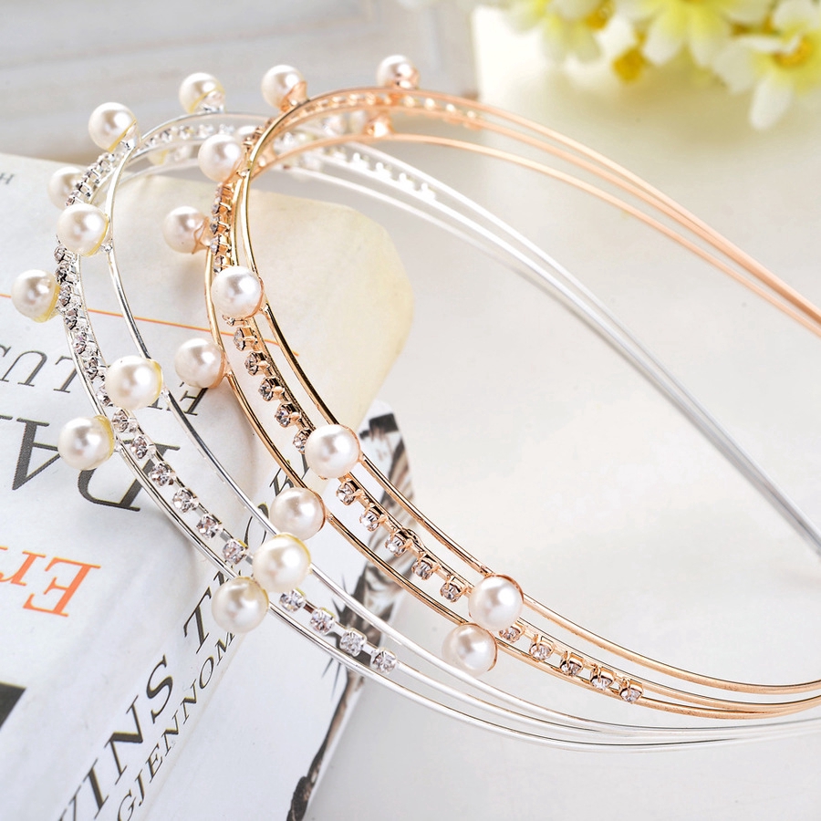 Korean Pearl Rhinestone Multilayer Hair Band Crystal Diamond Thin Headband Women Hair Accessories