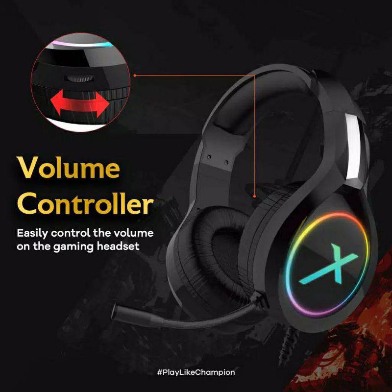 TGM - JETE X Headphone Gaming GA5 Series With RGB Light Color and Audio Controller / Headset