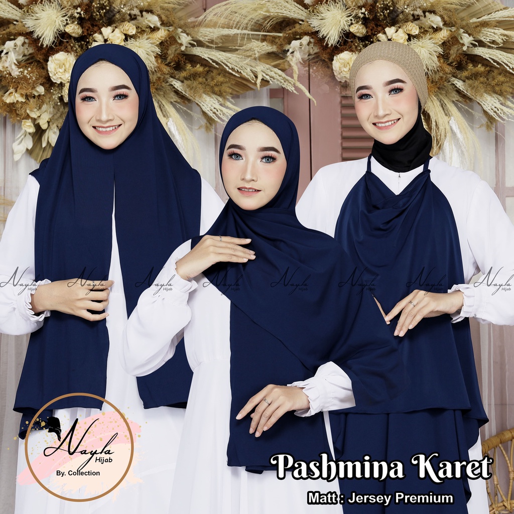 Pashmina Instan Karet Jersey Premium Hijab Instan Jersey Tali Karet Kerudung Pashmina Karet Nayla Hija'b