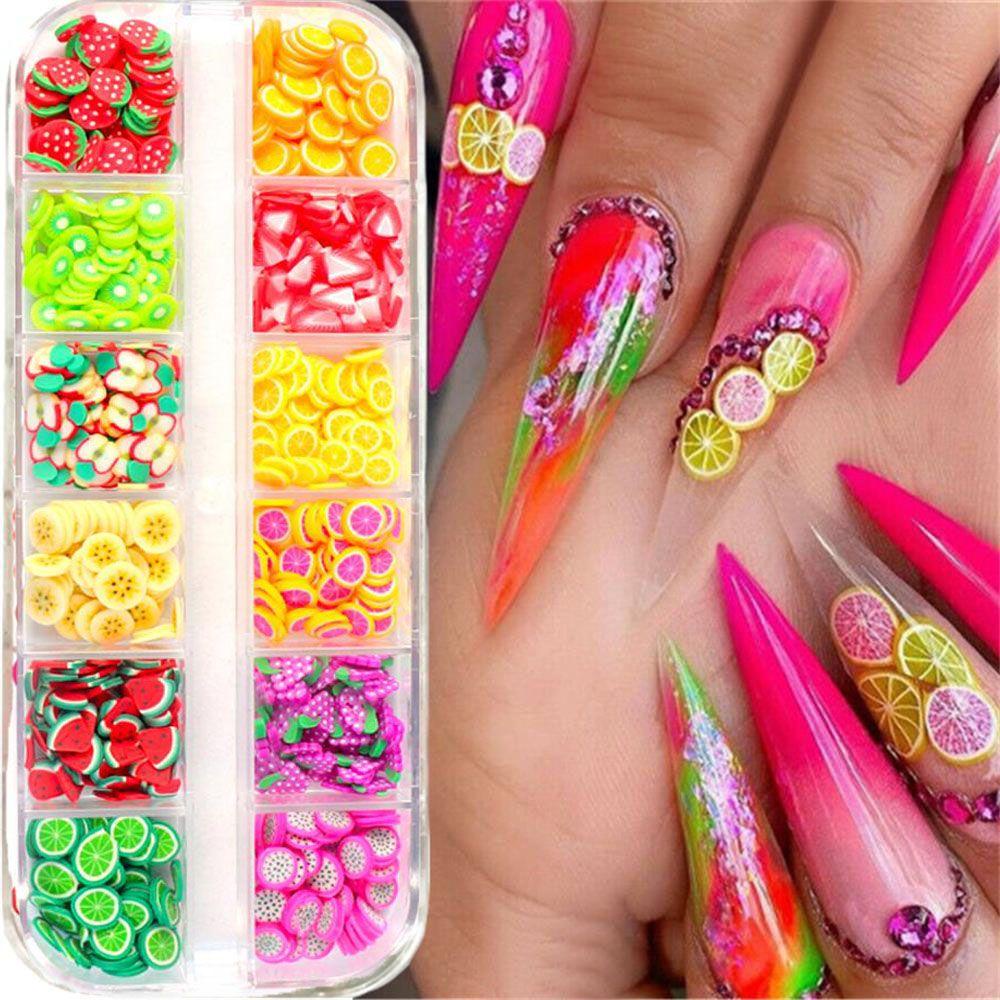 Solighter Nail Art Stiker Lucu Gaya Campur Aksesori Kuku Mungil 3D Dekorasi Irisan Berlian Imitasi