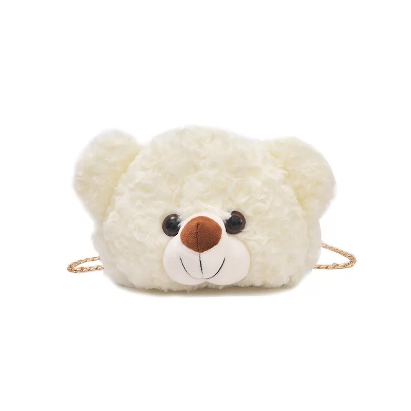 Tas selempang bulu bear Cute Plush tedy Bear Shape Women Crossbody Shoulder Bags Ladies Girls Casual Chain kekinian 2022