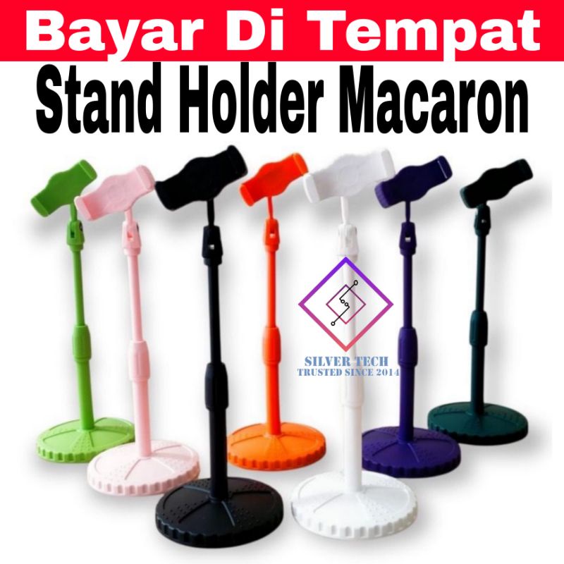 Silvertech Stand Holder Macaron Aneka warna, Holder Meja Standing dengan tatakan yang kuat dan kokoh