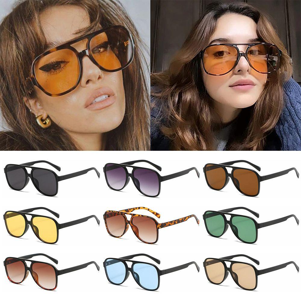 Lily Oversized Sunglasses Kacamata Vintage Perlindungan UV400 Kacamata Matahari Berwarna