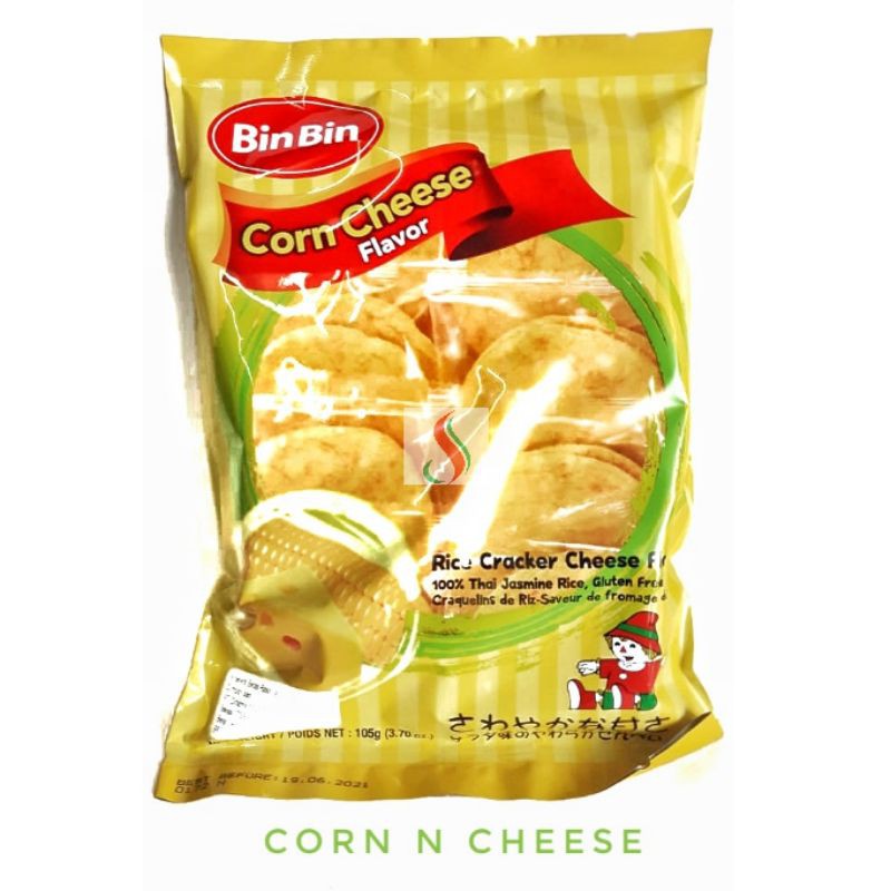 Binbin Rice Cracker CORN n CHEESE 105gr . bin bin