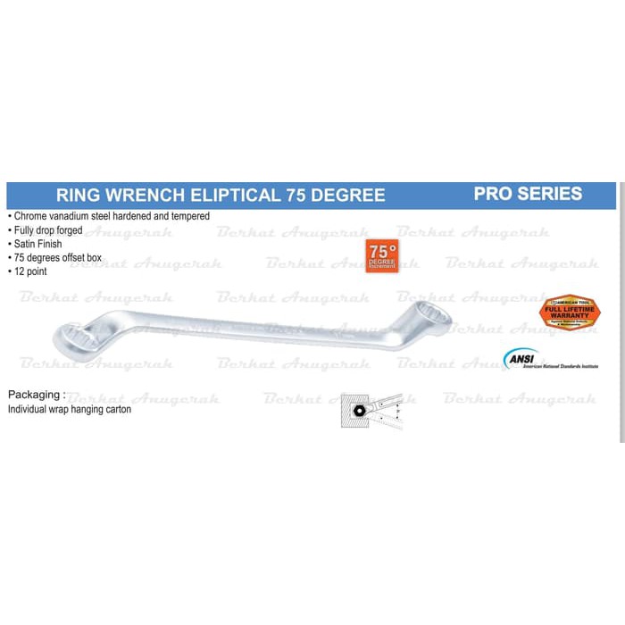 AMERICAN TOOL Kunci Ring 8x10 (75 Degree) Eliptical