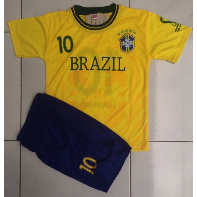 Baju bola BRAZIL anak anak geratis sablon nama anaknya