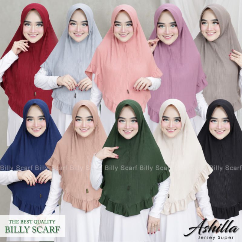 Bergo Ashilla Kerudung Jilbab Hijab Instan Jersey Plisket Ori by Billy Scarf