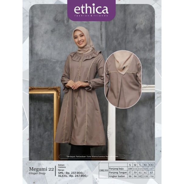 TUNIK ETHICA MEGUMI 22 NOSTALGIA ROSE DARK GREY GINGER SNAP