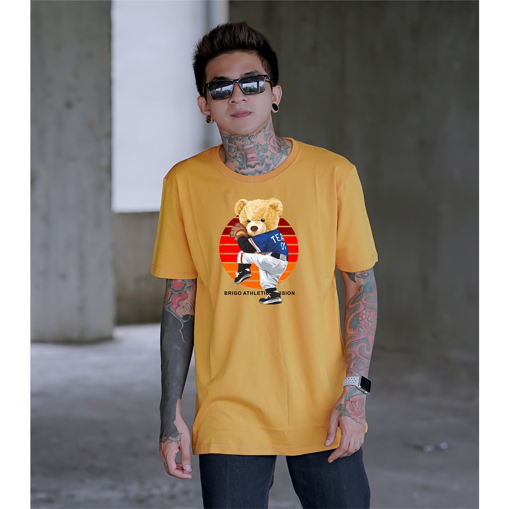 BRIGO Kaos Lengan Pendek Bear Athletic || Kaos Katun Combed M-XL || Kaos Distro BRIGO Beruang Athletic