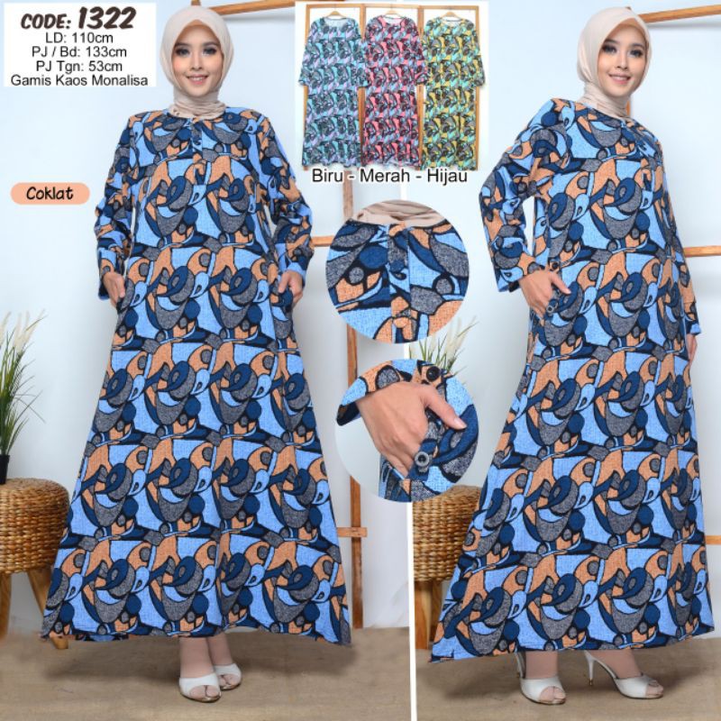 GAMIS JUMBO MOTIP ,KANCING BUKA DEPAN/BUSUI.