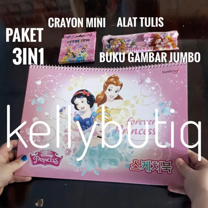 

Art / Paket 3In1 Blank Drawing Book Jumbo Buku Gambar Atk Crayon Princess Ii