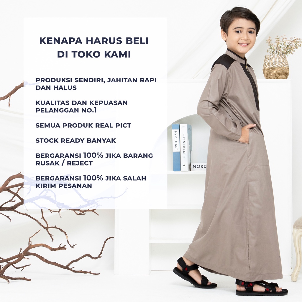 Jubah Anak  Laki Laki Premium 1 - 8 Tahun Lengan Panjang Alief Series Original Assuffah