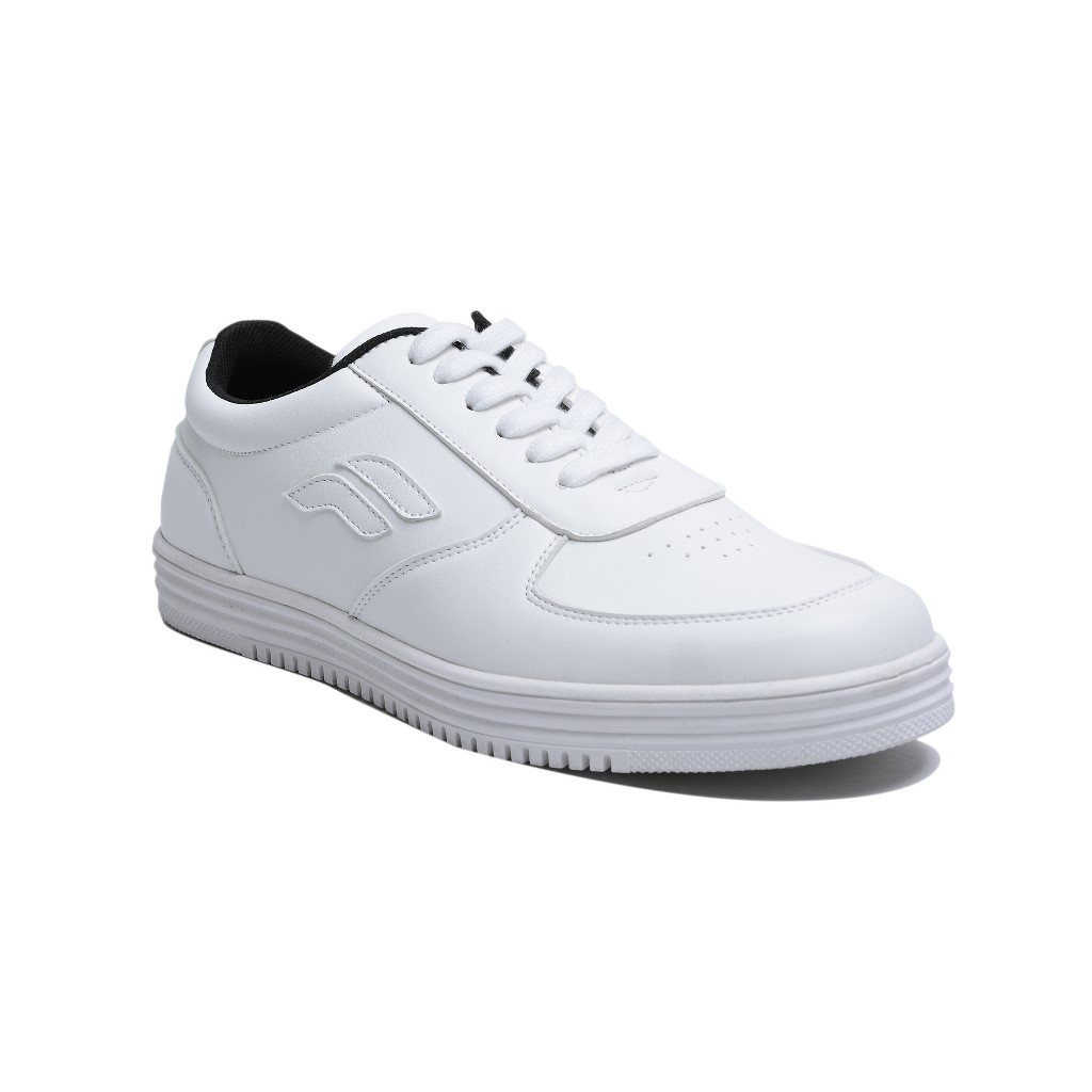 WAVE FULL WHITE ORIGINAL x FOOTSTEP Sepatu Sneakers Putih Polos Pria Kets Tali Casual Jalan Santai Hangout Main Kondangan Kuliah Distro Fashion Simple Sport Shoes Semi Kulit Premium Skate Footwear Big Size Jumbo Ukuran Besar 44 Keren Terbaru Kekinian