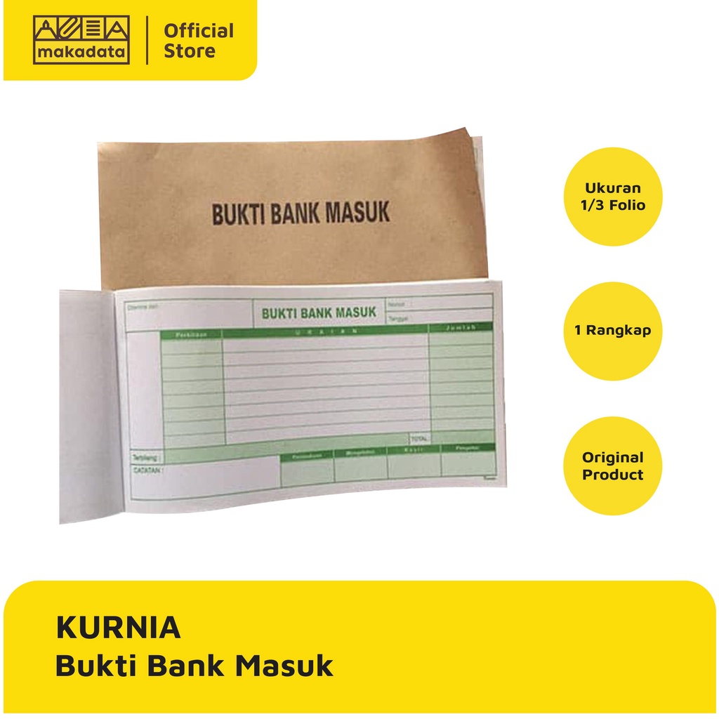 

BUKTI BANK MASUK 1/3 FOLIO 1 RANGKAP 100 LEMBAR KURNIA (1PCS) MURAH