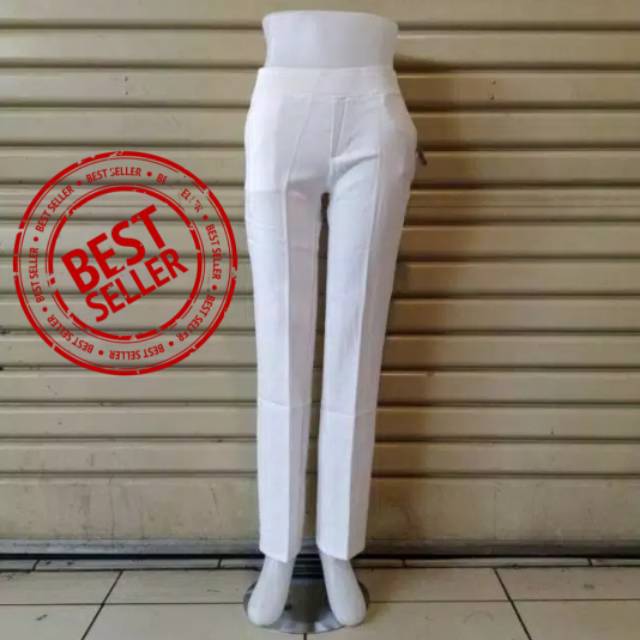 DEJIFA Celana bahan kerja kantor/kantoran wanita pinggang karet (s, m, l, xl, xxl, xxxl, 4L, 5L)