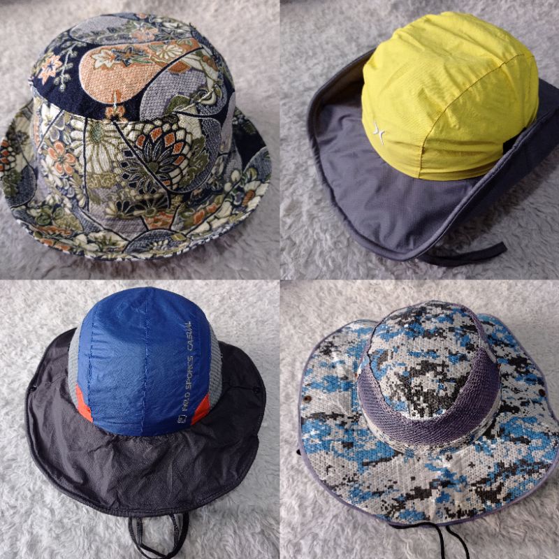 topi bucket cowboy mancing outdoor rimba cewek cowok original second preloved bekas ukur L XL
