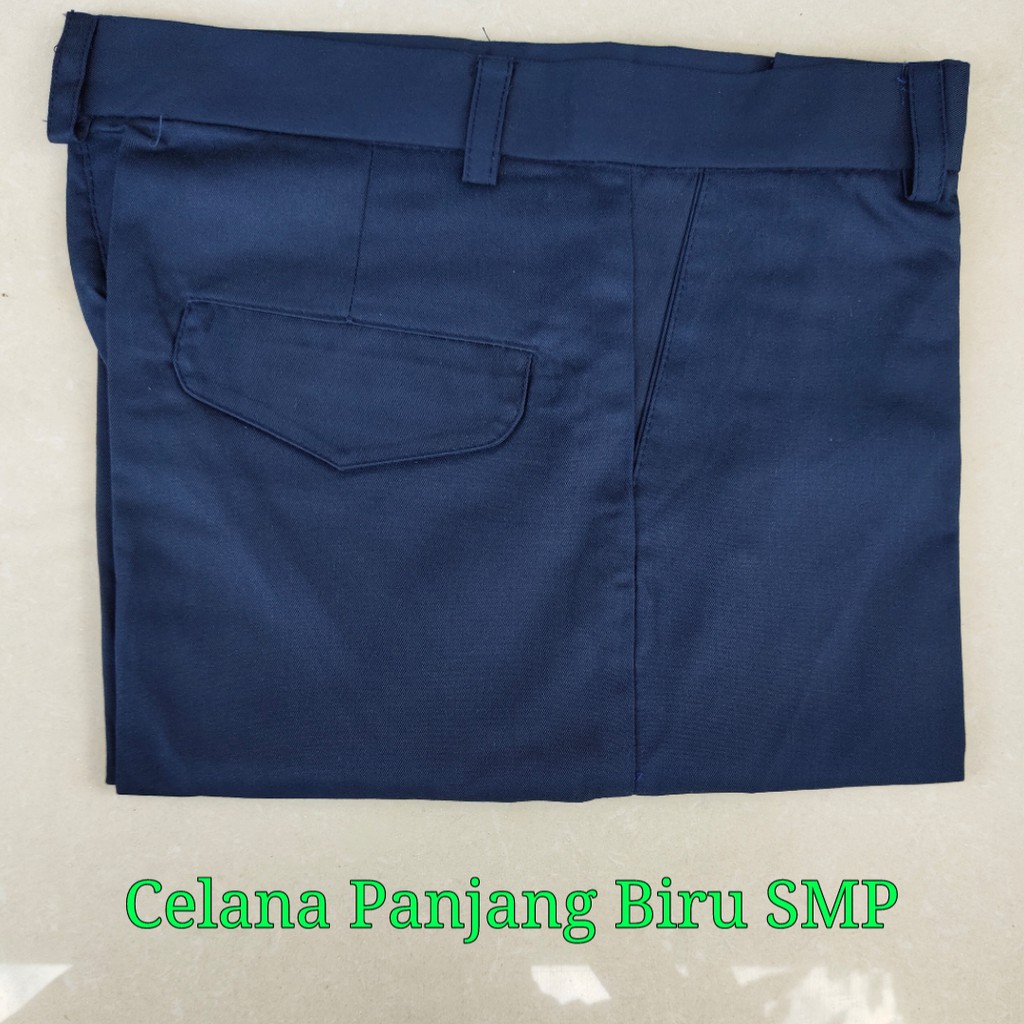 Celana Seragam Sekolah Panjang Formal SMP DAN SMA Pramuka Hitam Putih  Nomer 35 sampai Nomer 44-BIRU SMP
