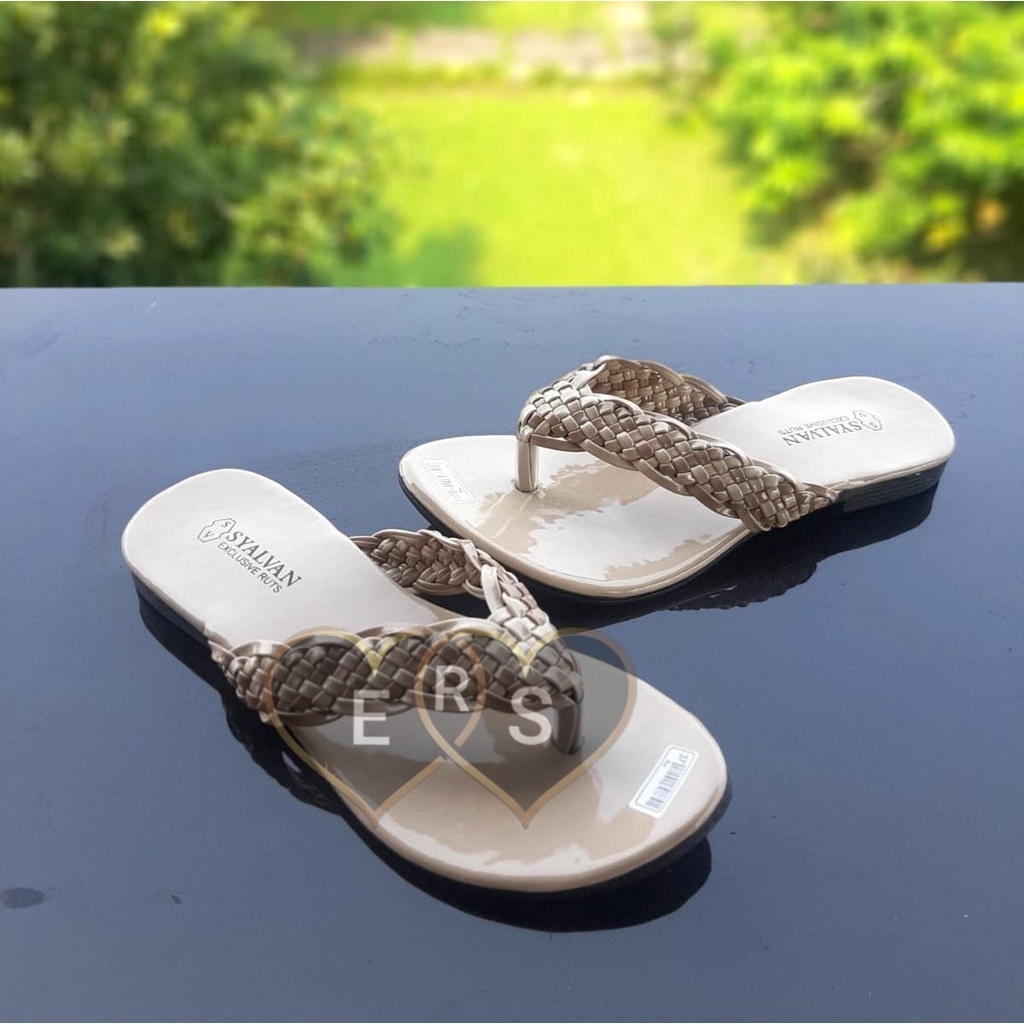 TOKOERS SDPD09 Sandal Wanita Perempuan Sandal Teplek Jepit - Motif Rajut