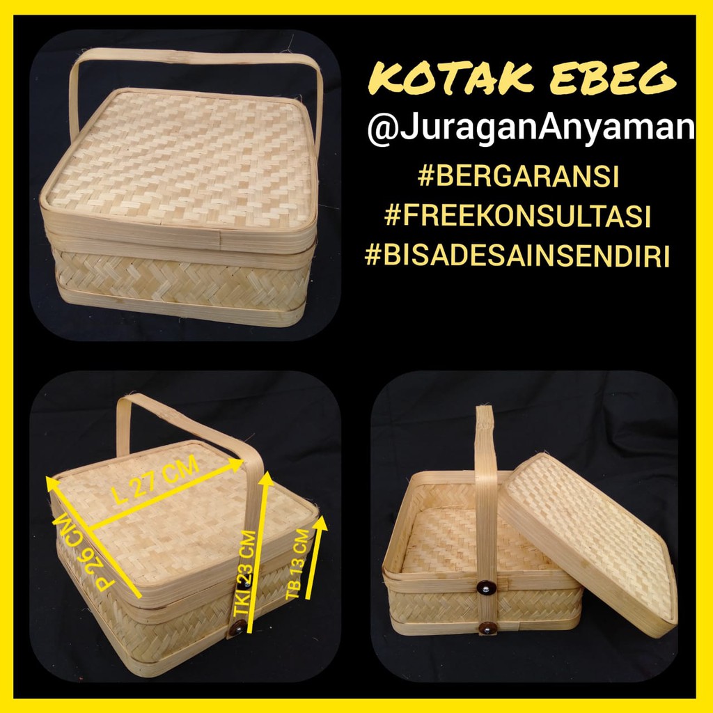 

Kotak Ebeg 25 X 25 CM / Bamboo Box / Kemasan Hampers Souvenir Bambu Kotak Satu Tangkai