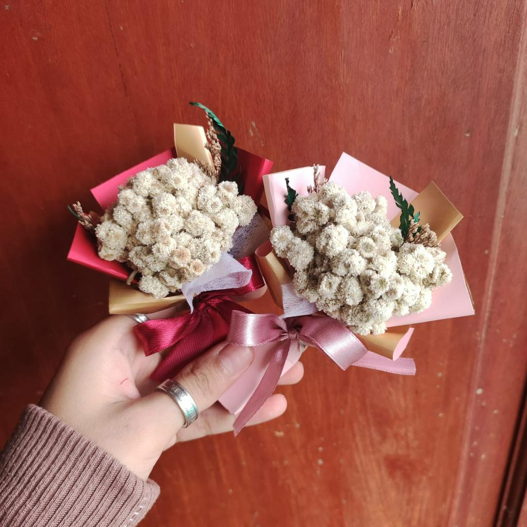 MINI GOLD DRIED BOUQUET | BUKET KECIL | BUKET MINI | SOUVENIR | DRIED FLOWER | BUKET BUNGA KERING | 