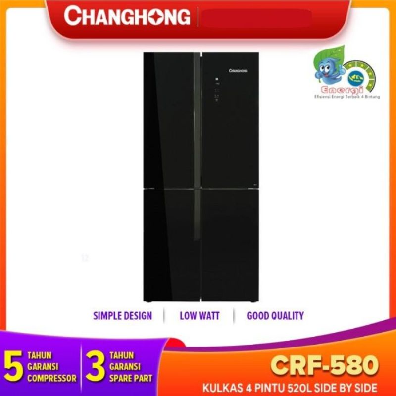 CHANGHONG KULKAS SIDE BY SIDE 4 PINTU MEWAH