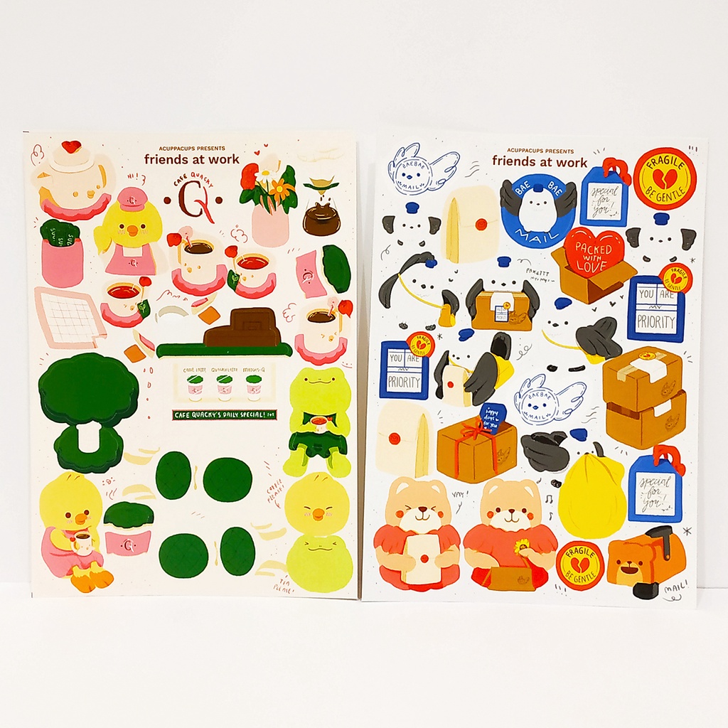 

Friends at Work Series: Quacky Duck - Baebae Bird Animal Sticker Sheets | acuppacups