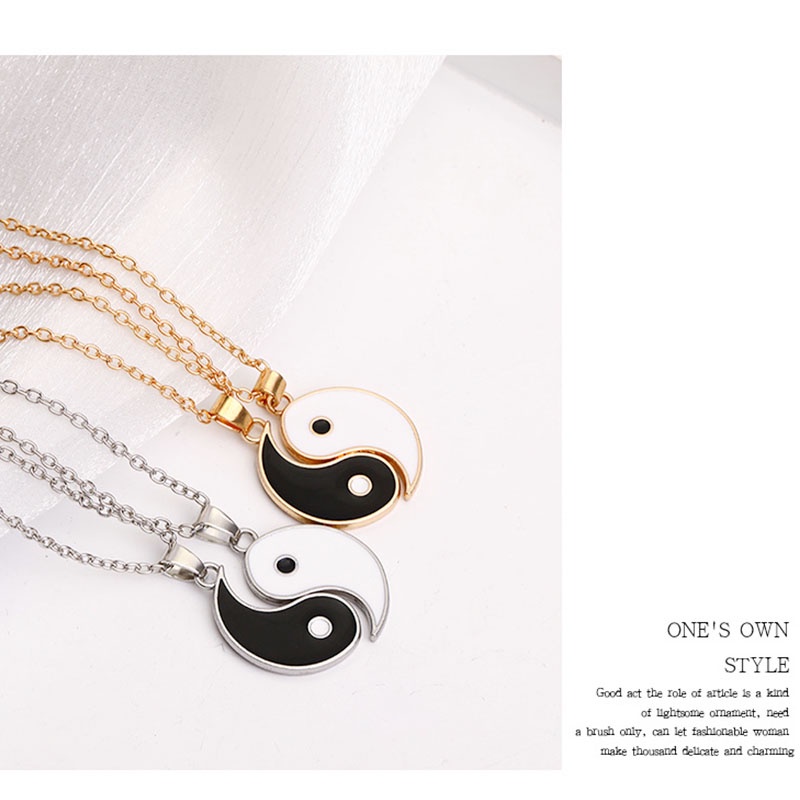 Kalung Liontin Yin Yang,Bahan Alloy,Gaya Korea,Untuk Pasangan