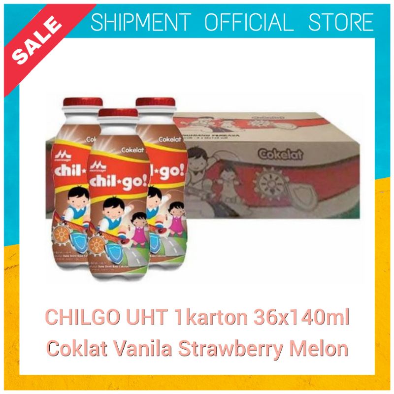 

SHIPMENT - CHIL GO UHT 1 KARTON 36 BOTOL COKLAT STRAWBERRY VANILLA MELONMADU PISANG chilgo 6X140 ml KALBE