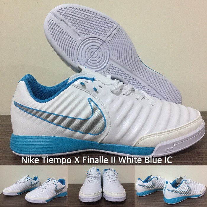 Sepatu Futsal Nike Tiempo X Finale II White blue | Shopee Indonesia