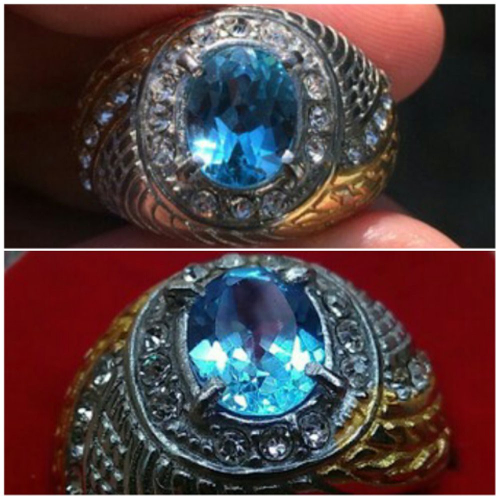 Cincin Natural Blue Topaz/Topas Swiss HQ