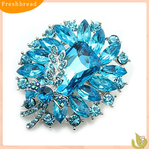 [ TERLARIS]Women's Banquet Party Broach Blue Clear Rhinestone Crystal Butterfly Pin Brooch