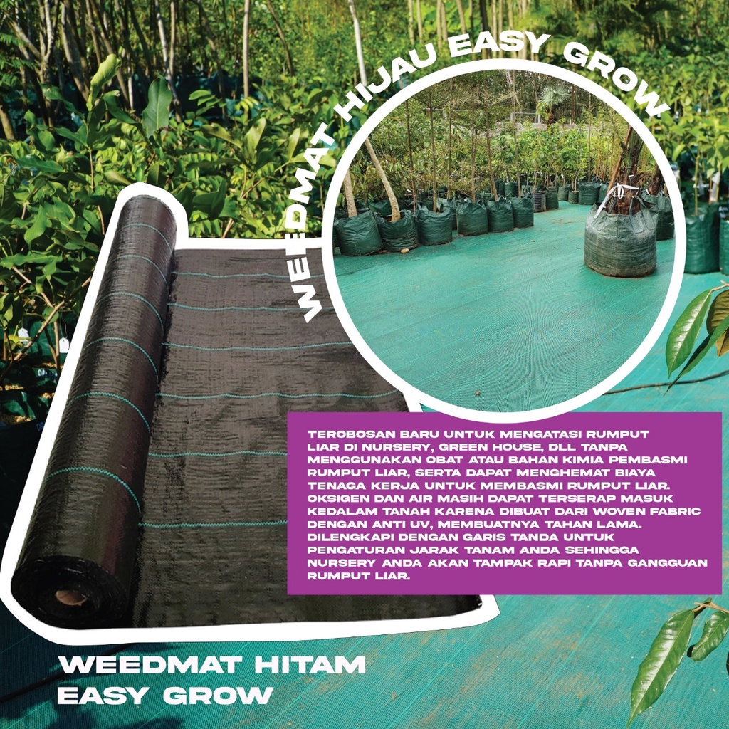 EASY GROW - WEEDMAT CONTROL size 1,2 x 100 m (ROLL) - terpal pengendali rumput - terpal greenhouse