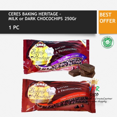 Ceres Baking Heritage Dark Choco Chips / Milk Choco Chip / Candy Shell 250Gr