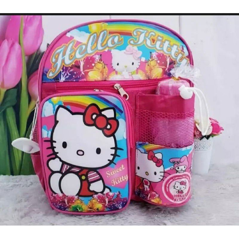 Tas ransel anak PAUD TK karakter lol hello kitty gratis botol minum - tas anak