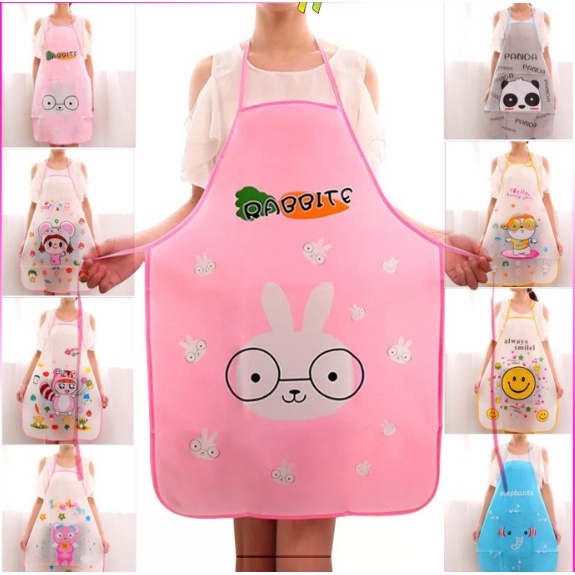 CELEMEK MASAK ANTI AIR APRON WATERPROOF DAN OILPROOF MOTIF KARAKTER CELEMEK DAPUR