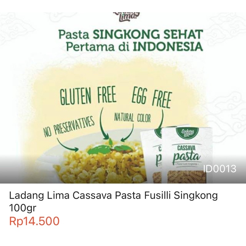 

pasta singkong ldang lima fusilli