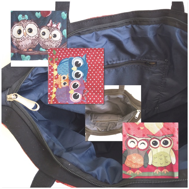 Tas tote bags kanvas thailand import night owl series