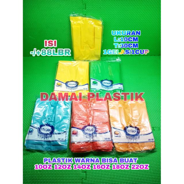 Hd Kantong Plastik KRESEK 1 Gelas Plastik Tenteng warna Cup Poice KANTONG WARNA Warni