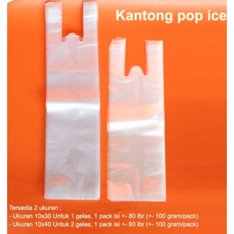 Kantong Gelas Oz / Kantong Pop Ice / Kantong Plastik Cup Take Away 1 &amp; 2 Cup Bening