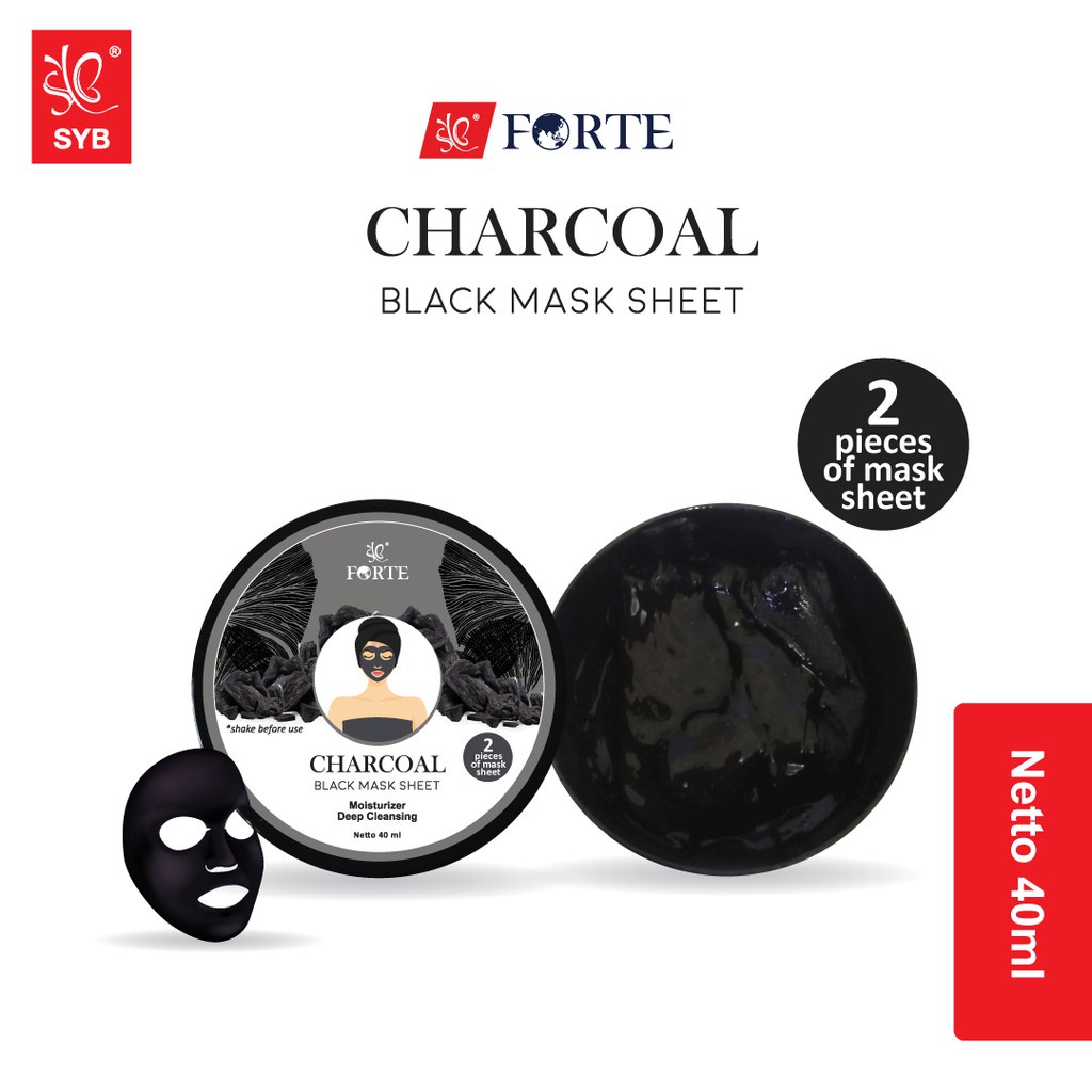 [ORI] SYB Charcoal Black Masker Tisu Mencegah Bakteri Jerawat Membandal &amp; Mengecilkan Pori - BPOM