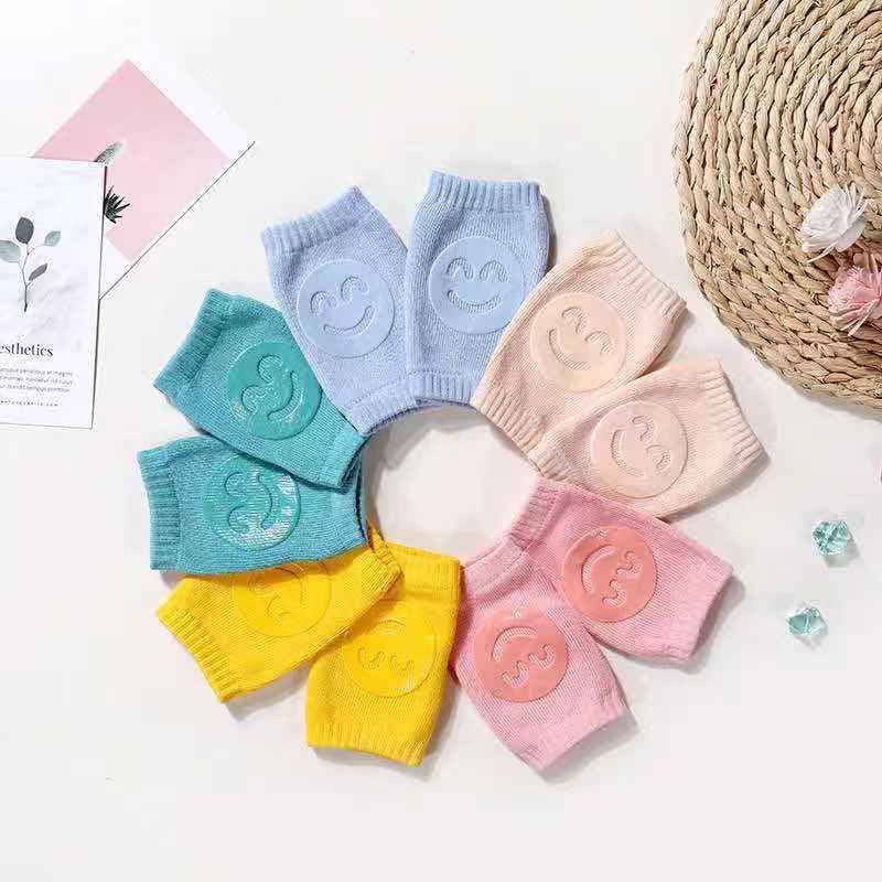 Pelindung Lutut Bayi Anti Slip Protector Baby Knee Pads Pelindung Lutut bayi Merangkak Baby Kneepad Motif Smile