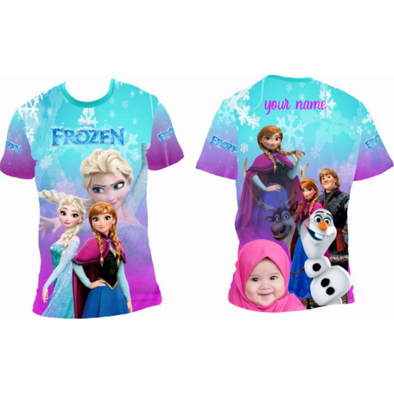 KAOS ANAK CEWEK CUSTOM FULLPRINT (FROZEN)