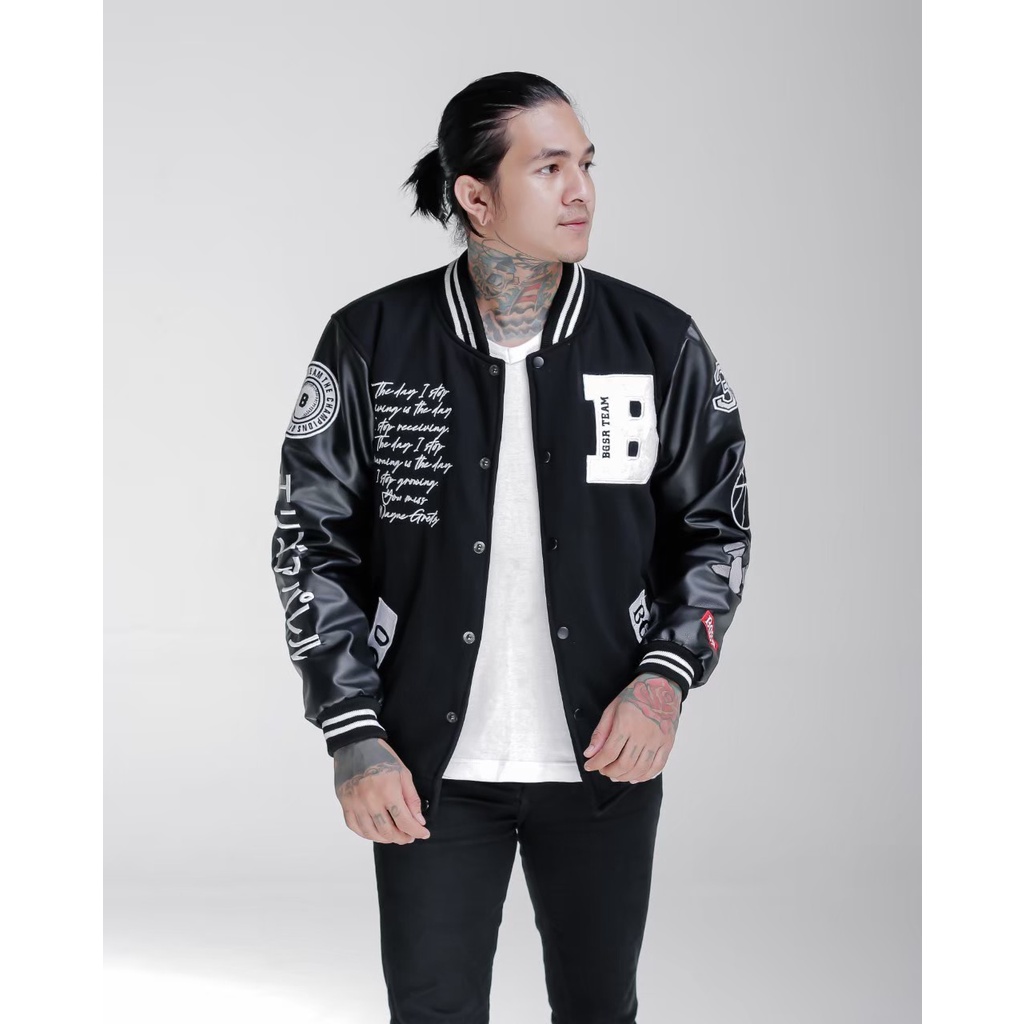 Jaket Varsity Pria STAR X-06 | Varsity Jacket Premium Bahan Kulit Best Jacket Varsity