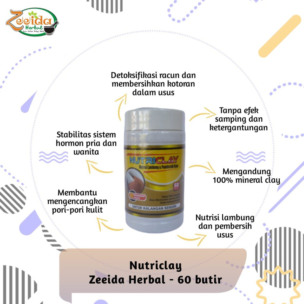 

NUTRICLAY ZEEIDA | PEMBERSIH USUS, LAMBUNG | SUPLEMENT PENCERNAAN | HERBAL DIARE | CIKARANG