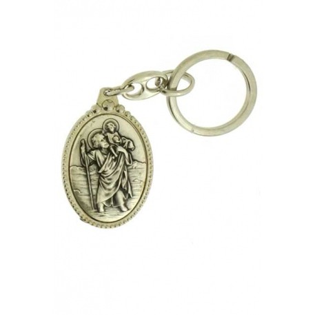 Gantungan Kunci  Oval St. Christopher Rohani Italy