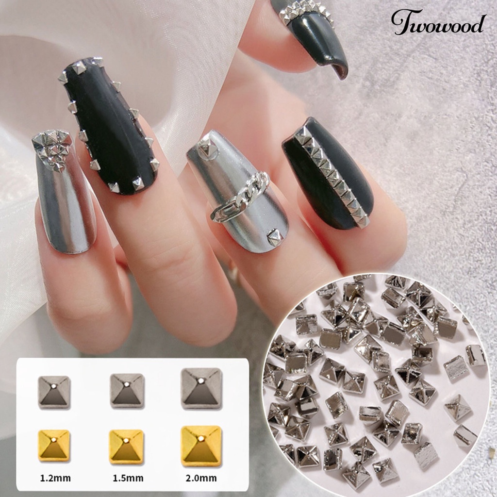 200pcs / Set Rivet Glitter 3D Efek Tidak Pudar Bahan Logam Gaya Punk Untuk Dekorasi Manicure